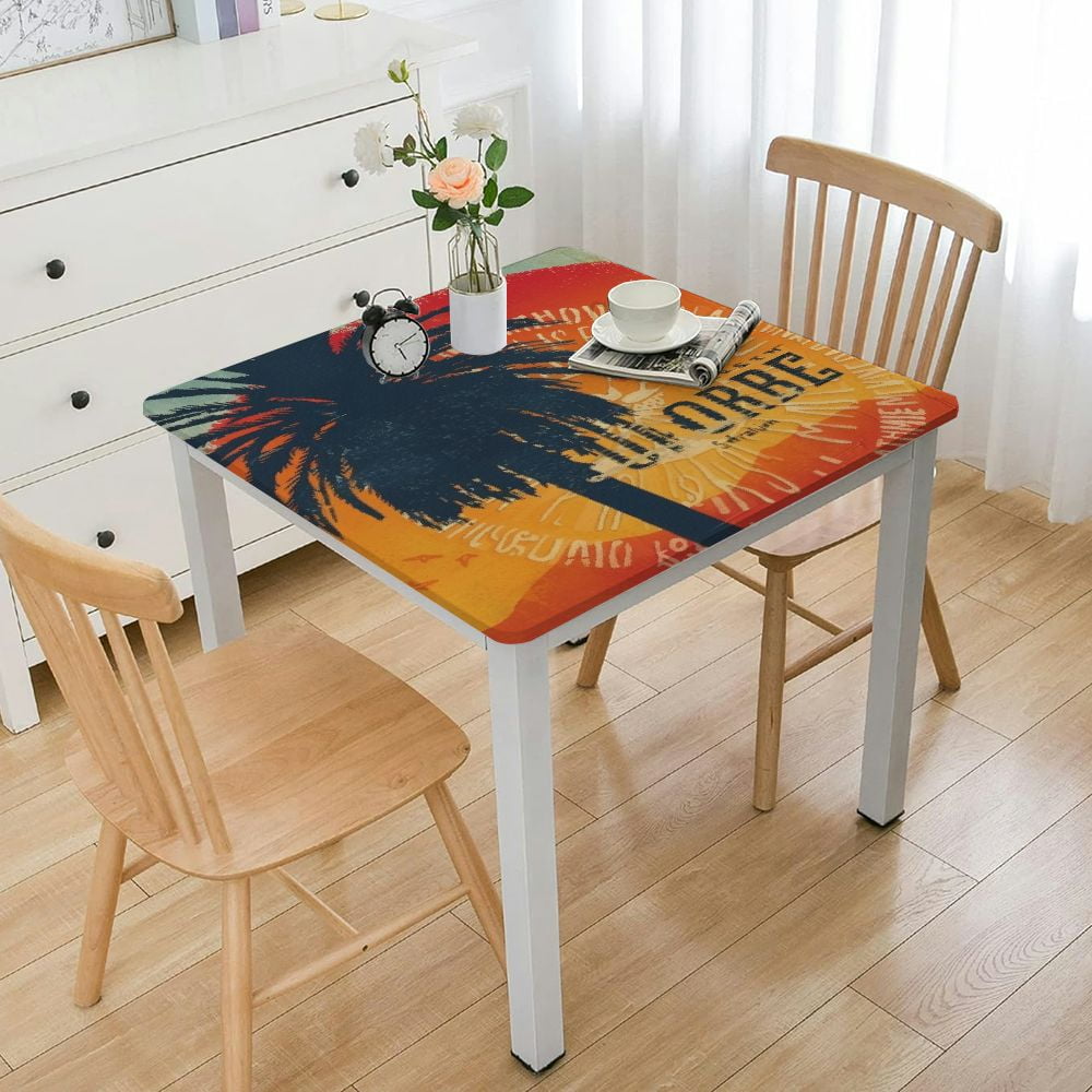 Surf Pineapple Square Fitted Tablecloth with Elastic Edge, Washable ...