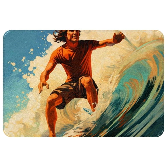 Surf Polyester Non-Slip Machine Washable Floor Mat: Outdoor Carpet Floor Mats