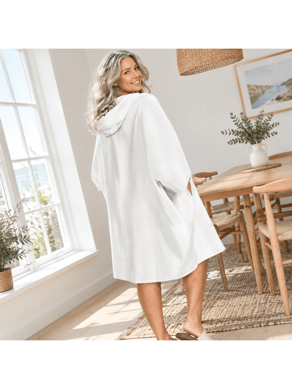 Surf Poncho Changing Towel Swim Robe With Pocket Plsize Terry Cloth Cover Up For Women Hoodie