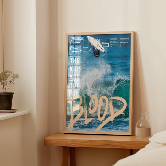 Surf Poster, Surf Magazine Blood Urban Physical Print, Retro Surfing Wall Art For Trendy Bedroom Vintage 90s Guy Room Decor, Poster Only