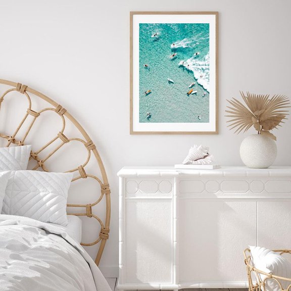 Surf Print Photography Print Surf Wall Art Byron Bay Beach Photography Australia Drone Photography Surfer Art Aerial Beach, Unframed Paper Print