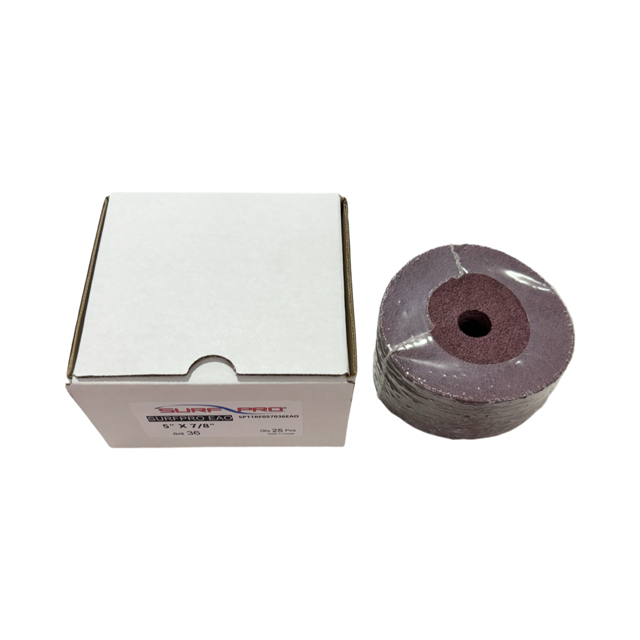 SurfPro 5" x 7/8" Resin Fiber Sanding Discs 36 Grit Aluminum Oxide 25