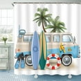 thumbnail image 1 of Surf RV Fabric Shower Curtain Set for Bathroom Decor 72Wx72H Inch Beach Coastal Theme Bath Accessories for Men Boys Tropical Palm Trees Pattern Camping Car Bathtub 12 Pack Plastic Hooks, 1 of 5