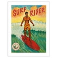 thumbnail image 1 of Surf Rider - Hawaii Surfer - Vintage Hawaiian Travel Poster by Rick Sharp - Bamboo Fine Art 290gsm Paper (Unframed) 17x22in, 1 of 4