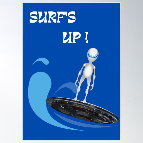 Surf"S Up. Poster Wall Art, Modern Wall Decor For Living Room Bedroom, 12x18 UNFRAMED