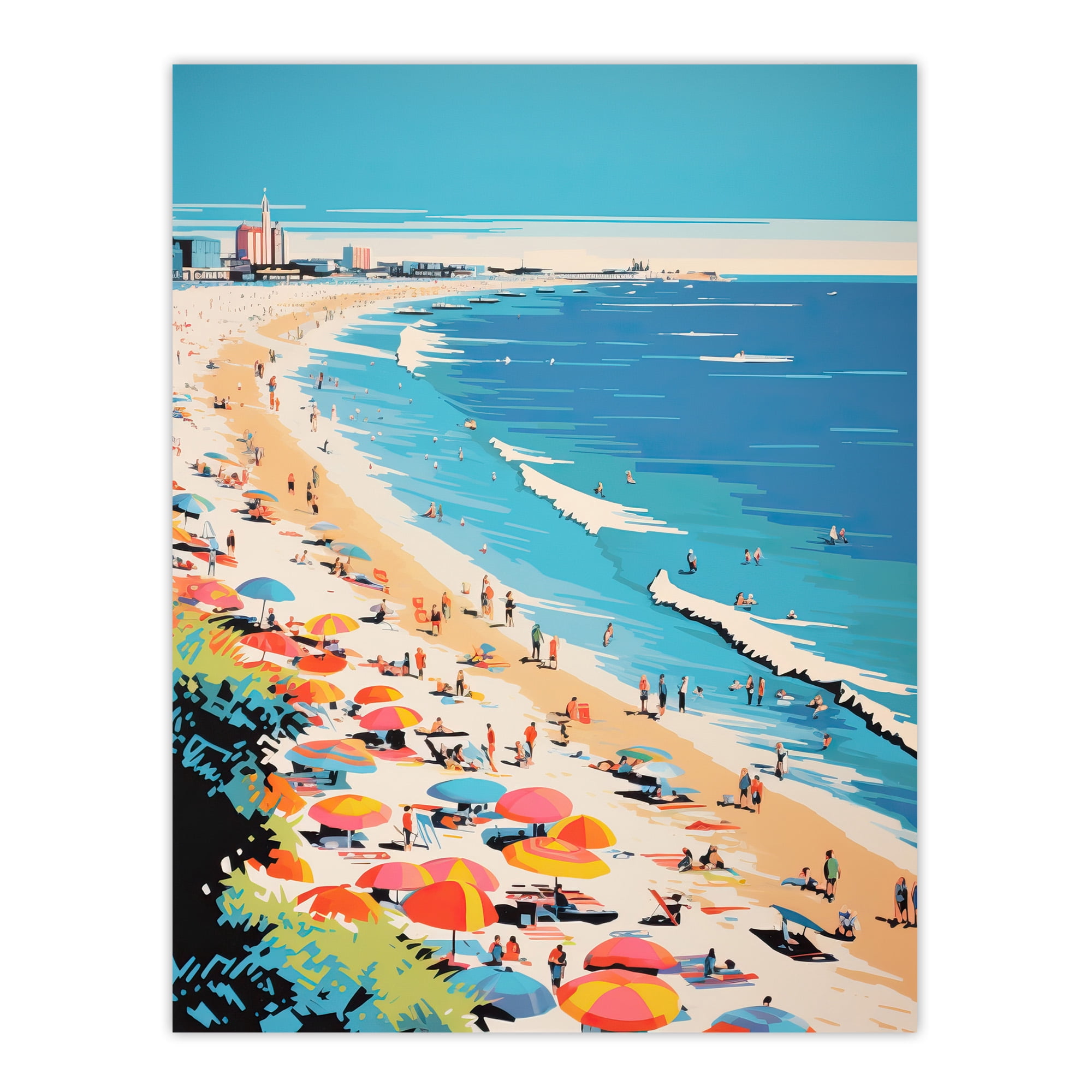 Surf Sand Sea And Sunshine Busy Beach Coastal Landscape Orange Surf Sand Sea And Sunshine Busy Beach Coastal Landscape Orange
