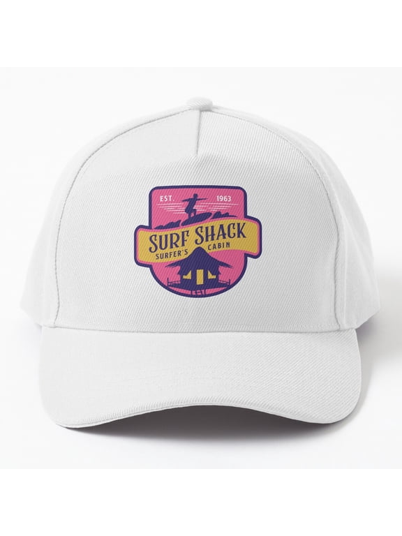 Surf Shack Baseball Hat, Beach Surfing Lifestyle Graphic Design, Classic Everyday Casual Cap