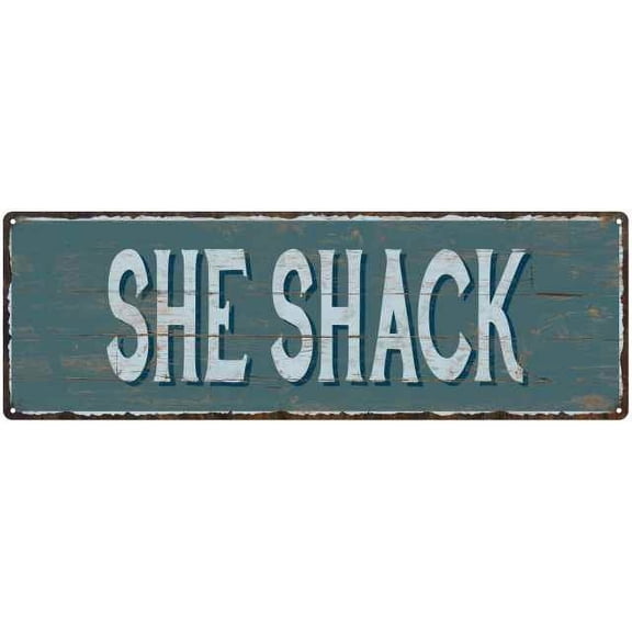 Surf Shack Beach Style Wood Look Sign Gift Green 6x18 Metal Decor 206180086078