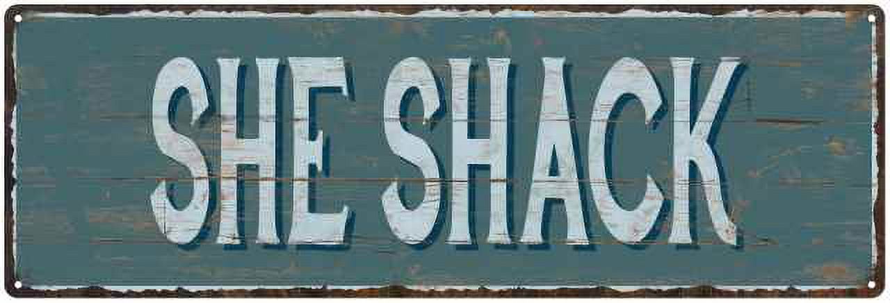 Surf Shack Beach Style Wood Look Sign Gift Green 8x24 Metal Decor ...
