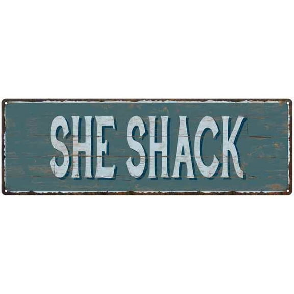 Surf Shack Beach Style Wood Look Sign Gift Green 8x24 Metal Decor 108240086078