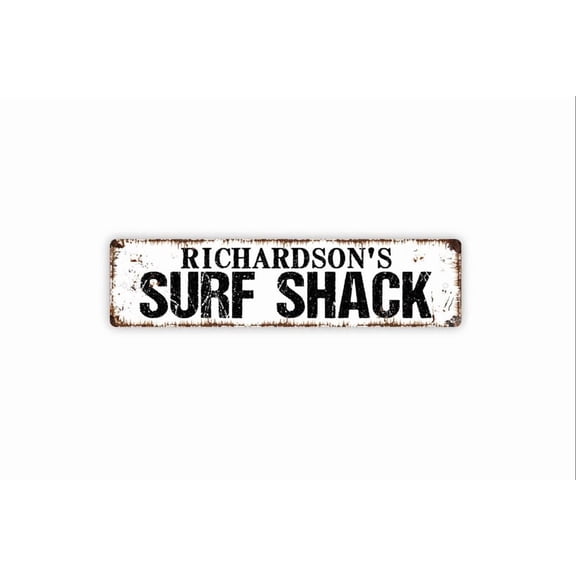 Surf Shack Sign Custom Metal Aluminum Sign Rustic Street Sign or Door Name Plate Plaque - Size: 16 x 4 Inches
