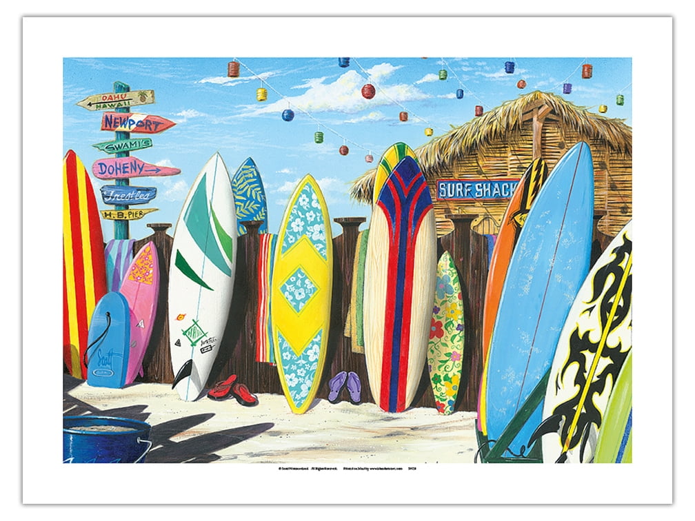 絵画 WTW Surf 33/100 Surf-Shack-Surfboard-Art-From-