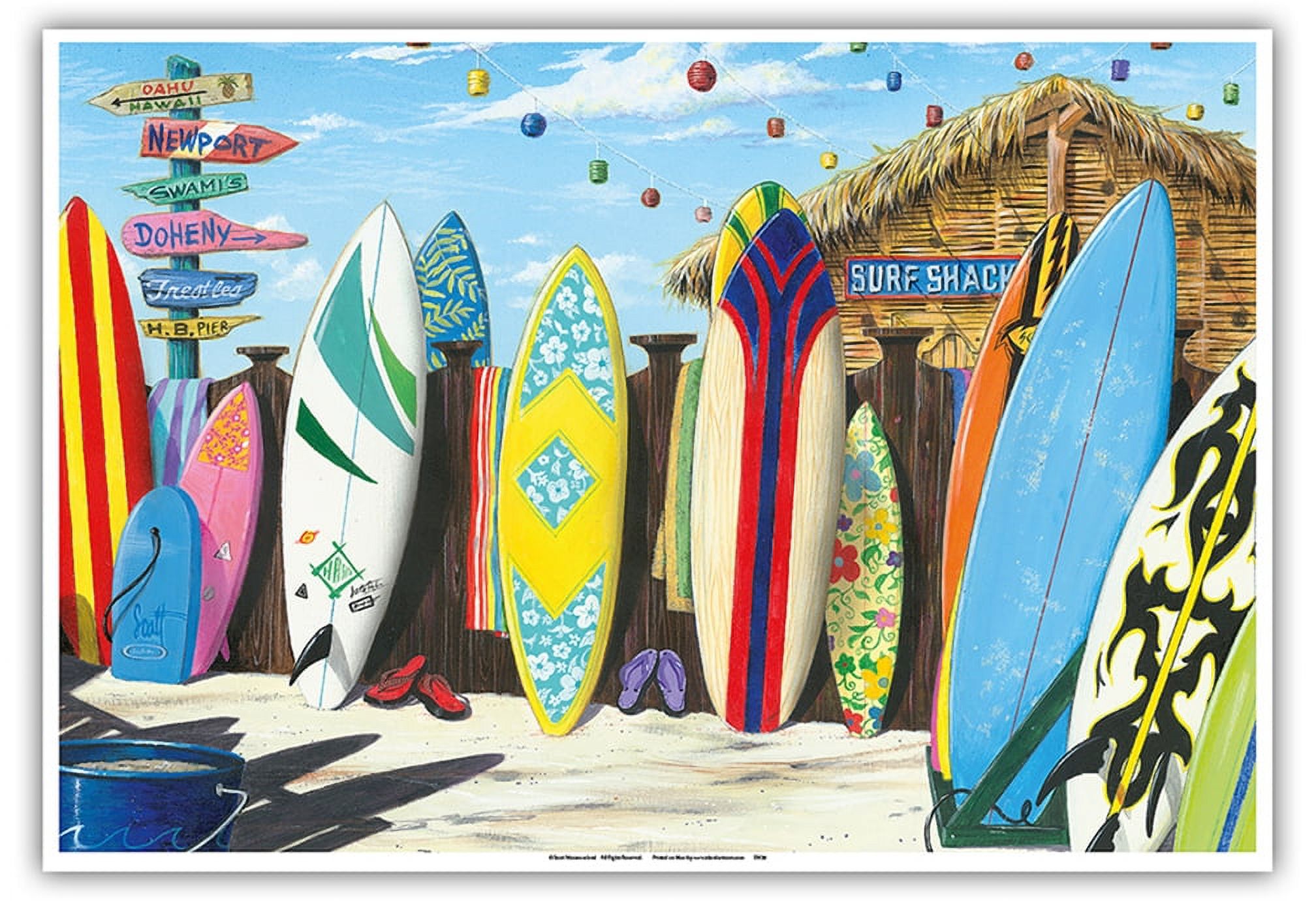 Surf Shack - Surfboard Art - From an Original Color Painting by