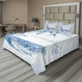 thumbnail image 1 of Ambesonne Blue White Fitted & Top Sheet Set with Shams, Surf Hawaiian Beach, Blue White, 1 of 4