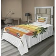 thumbnail image 1 of Surf Sheet Set, Retro Van Palms Camping Relax Hippie Travel Be Happy Free 60s Theme Sports, Fitted and Flat Sheet with Pillowcase Bedding Accent 3 Piece Set, Twin, Orange Green Yellow, by Ambesonne, 1 of 4