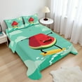 thumbnail image 1 of Surf Sheet Set, Watermelon Riding the Waves Surfing in the Ocean Popular Summer Activity, Fitted and Flat Sheet with Pillowcases Bedding Accent 4 Piece Set, Calking, Red Green Yellow, by Ambesonne, 1 of 8