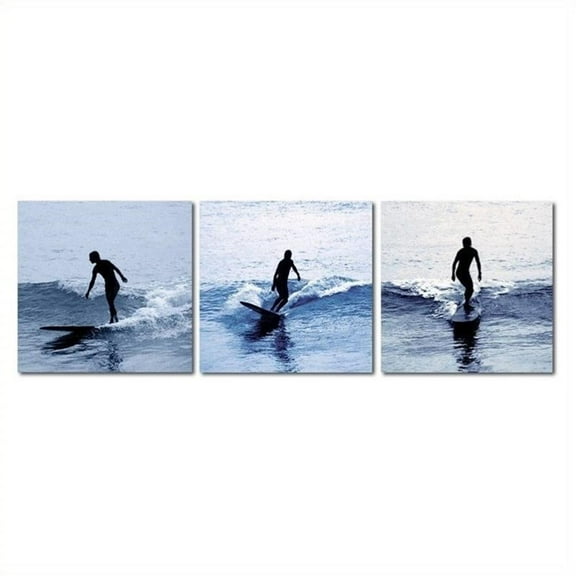 Surf Silhouettes Mounted Print Triptych in Multicolor