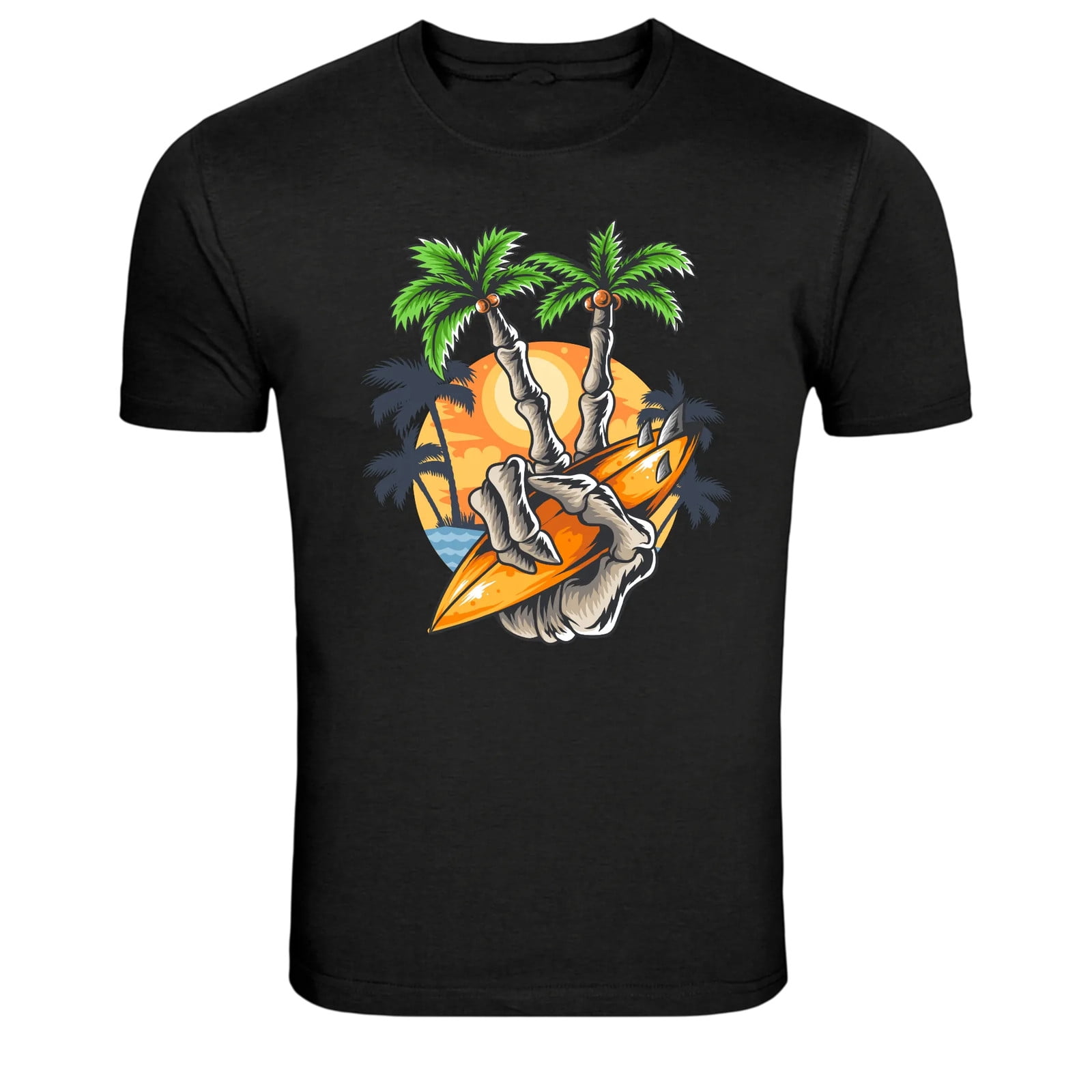 Surf Skeleton Beach Graphic T Shirt Funny Summer Skull Tee