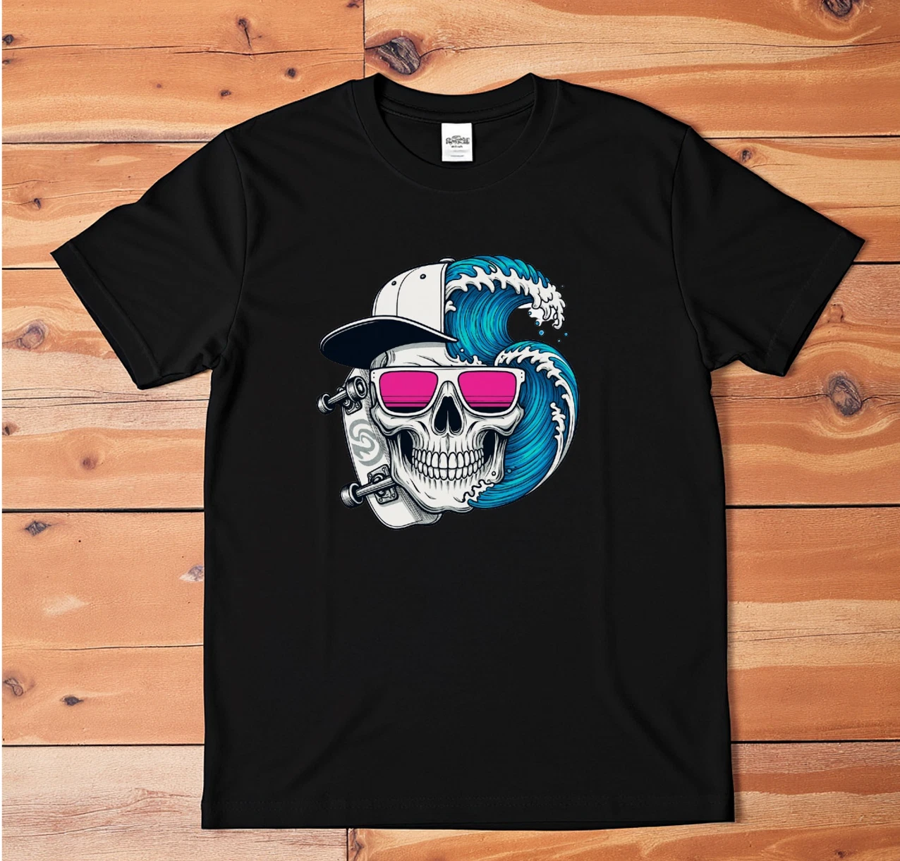 Surf Skull T-Shirt | Skateboard Wave Graphic Tee | Cool Beach Punk Streetwear