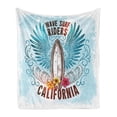 thumbnail image 1 of Surf Soft Flannel Fleece Throw Blanket, Board Sign with Sketch Flowers Like Wings Wave Riders as Free Flying Bird Image, Cozy Plush for Indoor and Outdoor Use, 50" x 70", Multicolor, by Ambesonne, 1 of 5