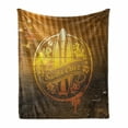 thumbnail image 1 of Surf Soft Flannel Fleece Throw Blanket, Surfboard Illustration with Flowers Riding Waves on Surface of Water Theme, Cozy Plush for Indoor and Outdoor Use, 50" x 70", Brown Yellow Orange, by Ambesonne, 1 of 6