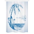 thumbnail image 1 of Surf Stall Shower Curtain, Contemporary Sketch Illustration Hawaiian Beach with Surfboard Palms and Ocean Water, Fabric Bathroom Set with Hooks, 54W X 78L Inches, Blue White, by Ambesonne, 1 of 1