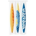 thumbnail image 1 of Surf Stall Shower Curtain, Ornate Colorful Surfboards Vocation Fun Water Sports Moving Waves Lifestyle, Fabric Bathroom Set with Hooks, 36W X 72L Inches Long, Blue Orange Yellow, by Ambesonne, 1 of 1