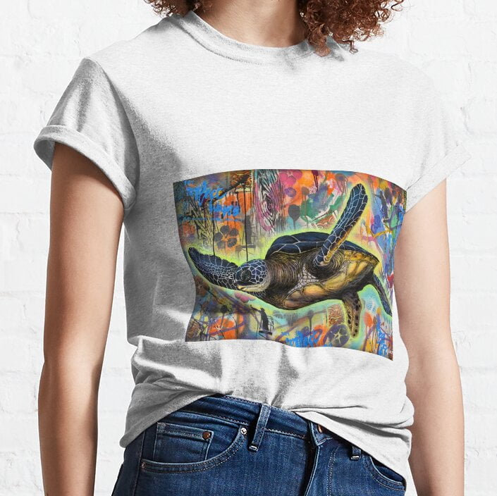 Surf Street Art Tortue Tshirt classique