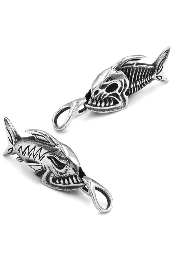 Surf Style Piranha Necklace Stainless Steel Nautical Fisherman Fishbones Pendant