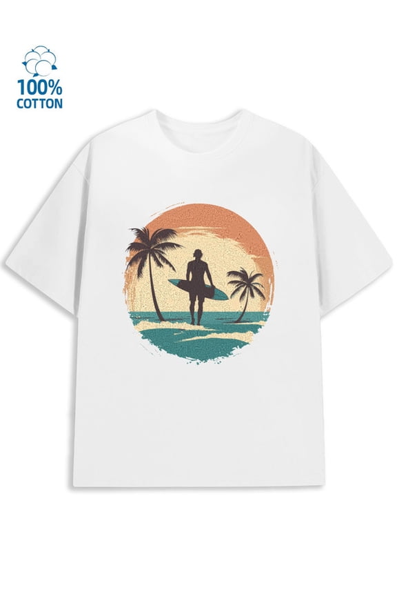 Surf Sunset Tee men city 180G 100% Cotton white new york short Vintage Unisex Shirt Crewneck tshirts Funny Unisex Shirt Printed tshirts Trendy Unisex Shirt Printed tshirts