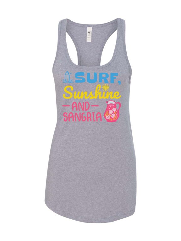 Surf, Sunshine, and Sangria Summer Time Beach Women's Racerback Tank Top-Heather Grey-large