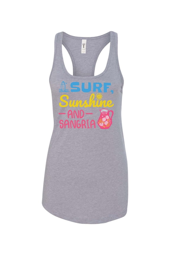 Surf, Sunshine, and Sangria Summer Time Beach Women's Racerback Tank Top-Heather Grey-xxl