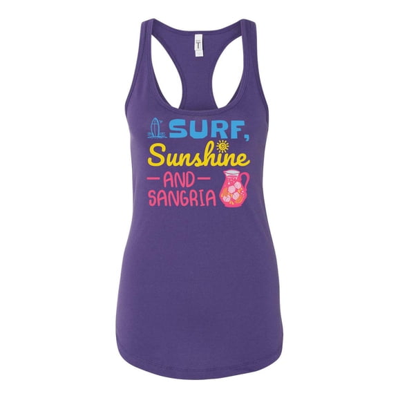 Surf, Sunshine, and Sangria Summer Time Beach Women's Racerback Tank Top-Purple-small