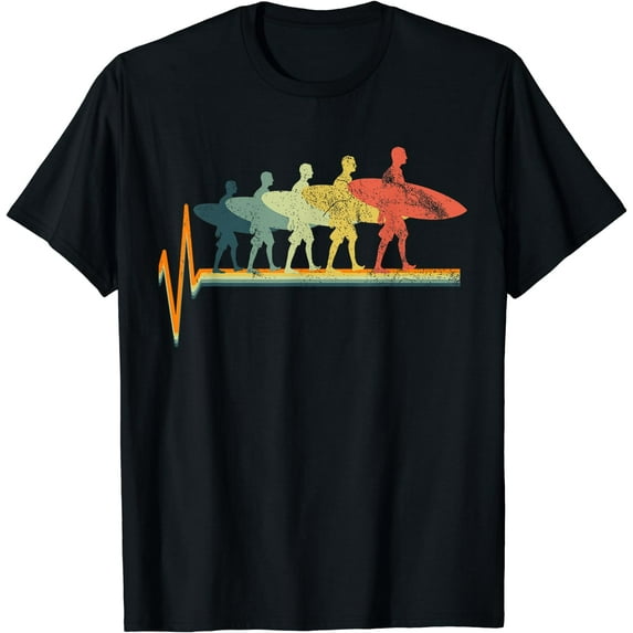Surf Surfboard Vintage Gift T-Shirt Black 2X-Large