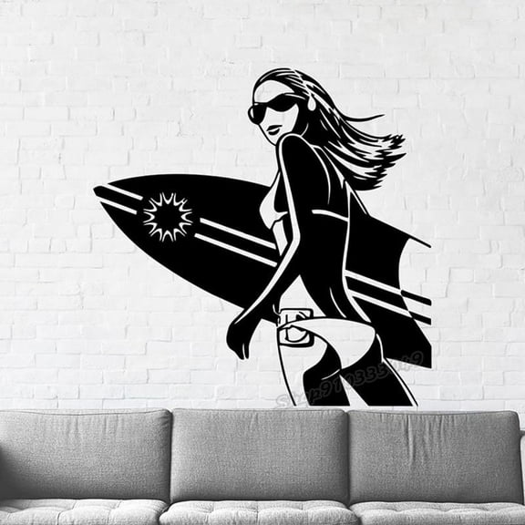 Surf Surfboard wall decal beach Sport Vinyl Surf gifts Boys surf girl Wall Sticker windsurf Decals Kids Room Home Decor 42x42cm