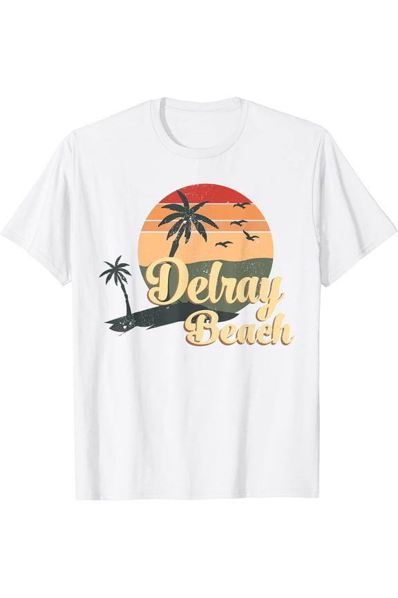 Surf Surfing Palm Tree Summer Florida Delray Beach T-Shirt, Vintage T-Shirt
