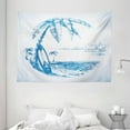 thumbnail image 1 of Surf Tapestry, Contemporary Sketch Illustration Hawaiian Beach with Surfboard Palms and Ocean Water, Wide Wall Hanging for Bedroom Living Room Dorm, 80" X 60", Blue and White, by Ambesonne, 1 of 1
