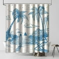 thumbnail image 1 of Surf Themed Shower Curtain - Retro Surfboard Tropical Palm Tree Lounge Summer Beach Scene, Polyester Fabric, Includes 12 Hooks, 72x72 Inches, Perfect for Ocean-Inspired Bathrooms, 1 of 6