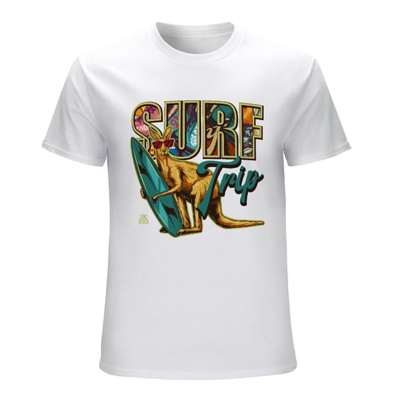 Surf Trip Vintage T-shirt Mens Cotton Classic Crewneck Short Sleeve Tees Unisex White L