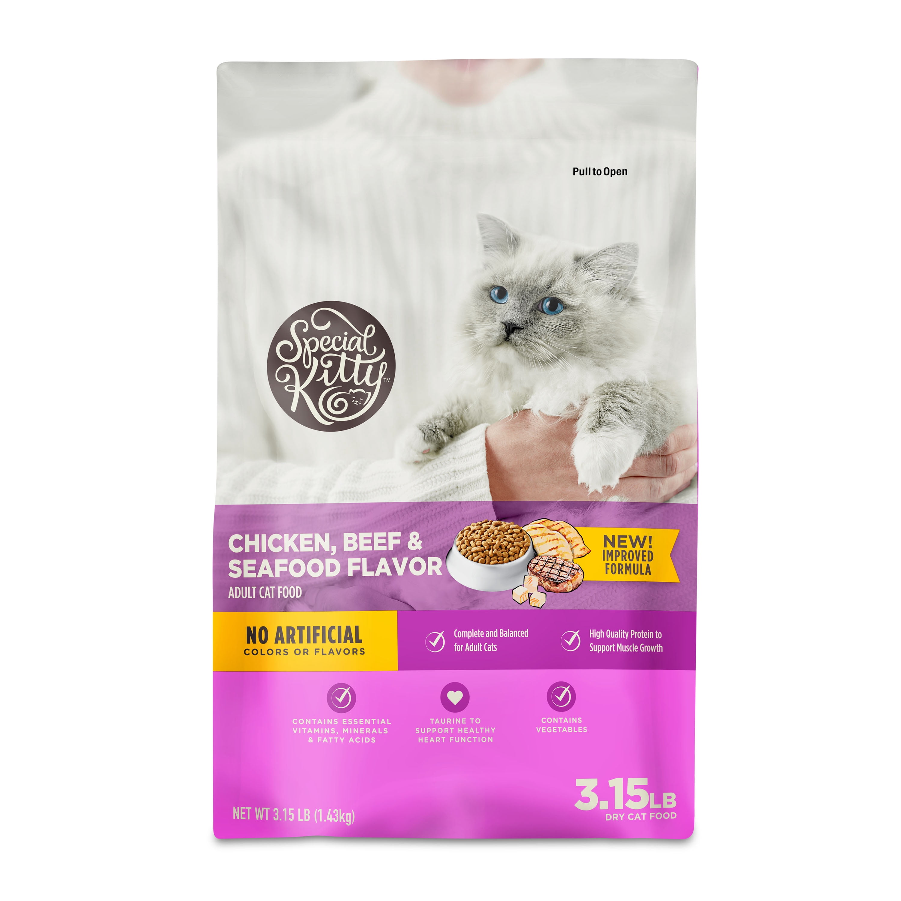 Special Kitty Chicken, Beef, & Seafood Flavor Dry Cat Food, 3.15 lb Bag