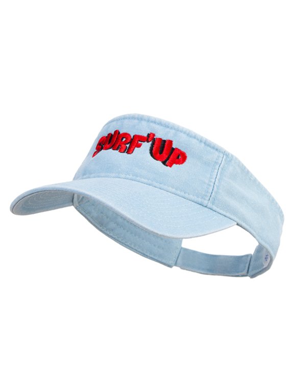 Surf Up Logo Embroidered Washed Pigment Dyed Cotton Twill Visor - Aqua OSFM