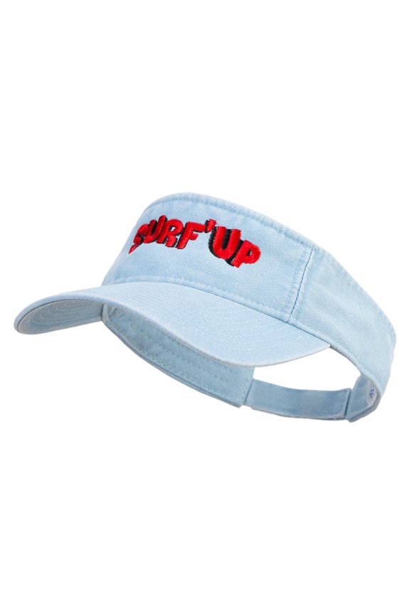 Surf Up Logo Embroidered Washed Pigment Dyed Cotton Twill Visor - Aqua OSFM