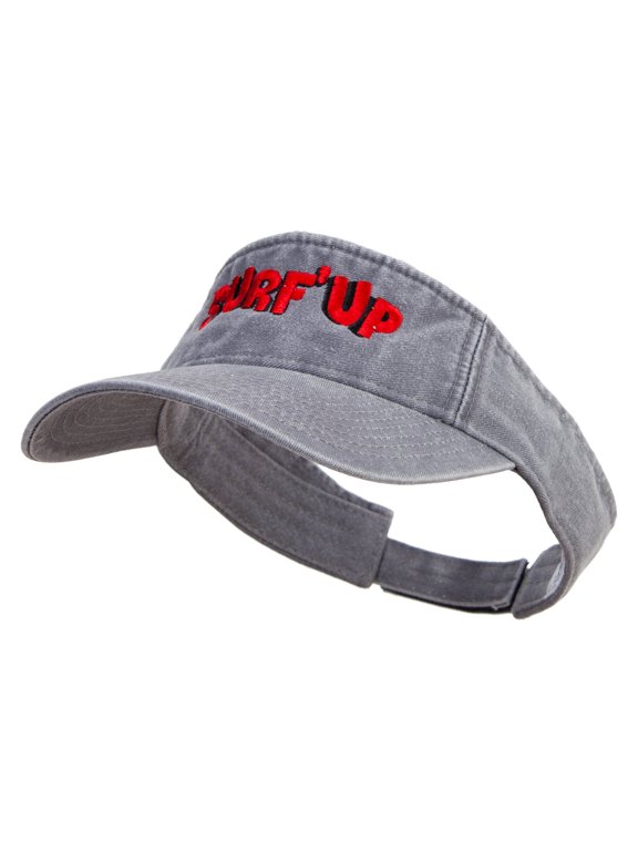 Surf Up Logo Embroidered Washed Pigment Dyed Cotton Twill Visor - Black OSFM