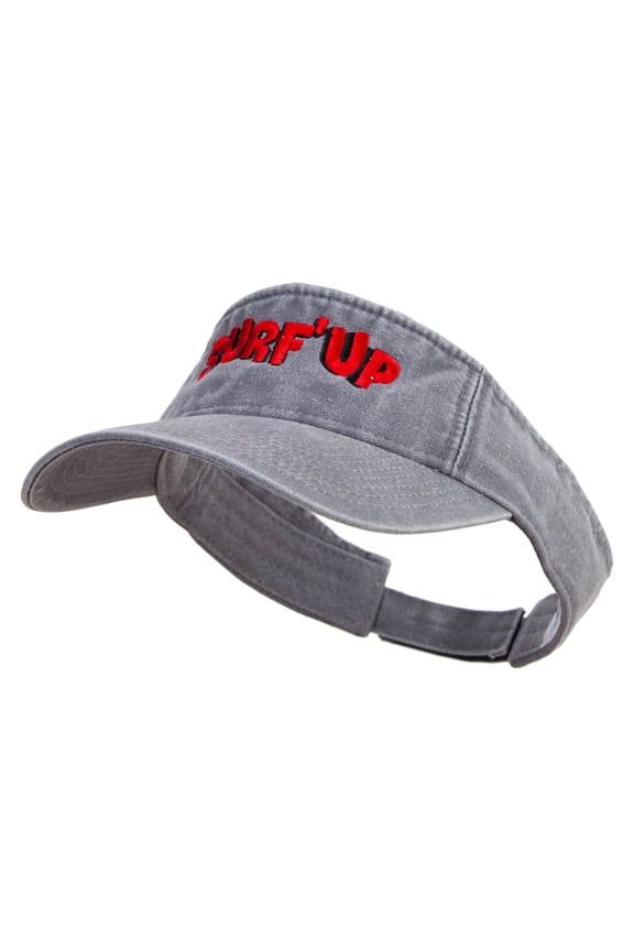 Surf Up Logo Embroidered Washed Pigment Dyed Cotton Twill Visor - Black OSFM
