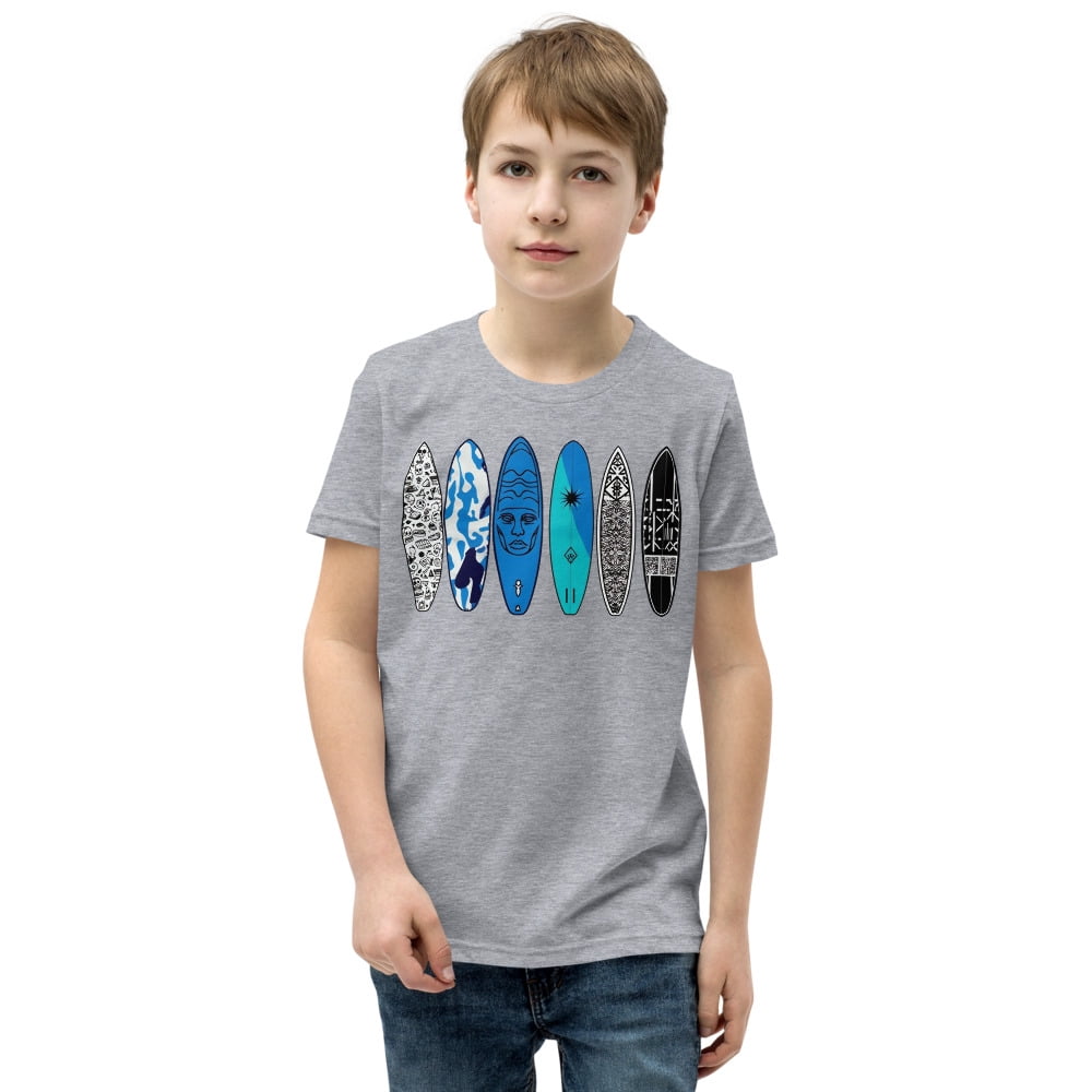 Surf Vibe Boys' T-Shirt – Cool Beach Shirt, Skater Graphic Tee, Summer Coastal Outfit (Athletic Heather, S)