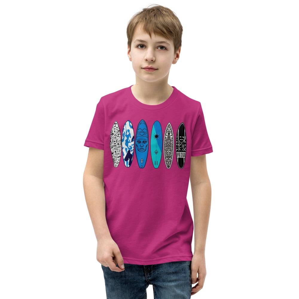 Surf Vibe Boys' T-Shirt – Cool Beach Shirt, Skater Graphic Tee, Summer Coastal Outfit (Berry, M)