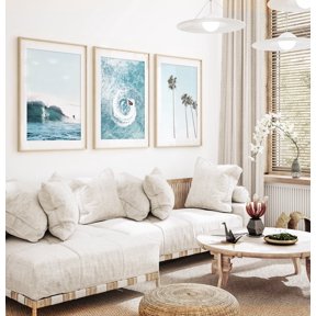 Surf Wave Art Print Set California Palm Beach Theme Poster Set 3