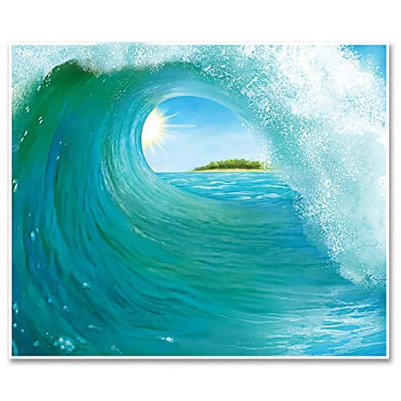 Beistle Surf Wave Plastic Hanging Wall Mural Luau Party Supplies Beach Decorations, 5' x 6', Multicolored