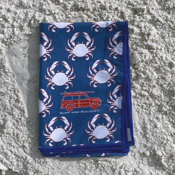 Surf and Racquet Crab Navy & Red 35x78 Quick Dry Beach Towel
