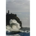 thumbnail image 1 of Surf breaks at Cape Disappointment Lighthouse; Ilwaco  Washington  United States of America Poster Print, 1 of 2
